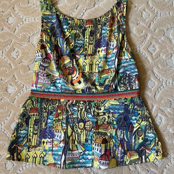 Weston Tops - Weston Women's Large Peplum Sleeveless Multicolored Top